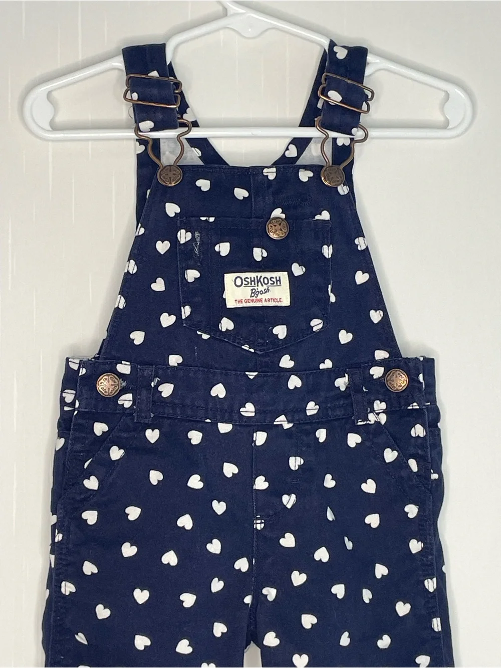 OshKosh B'gosh Navy Overalls with White Heart Print 9M